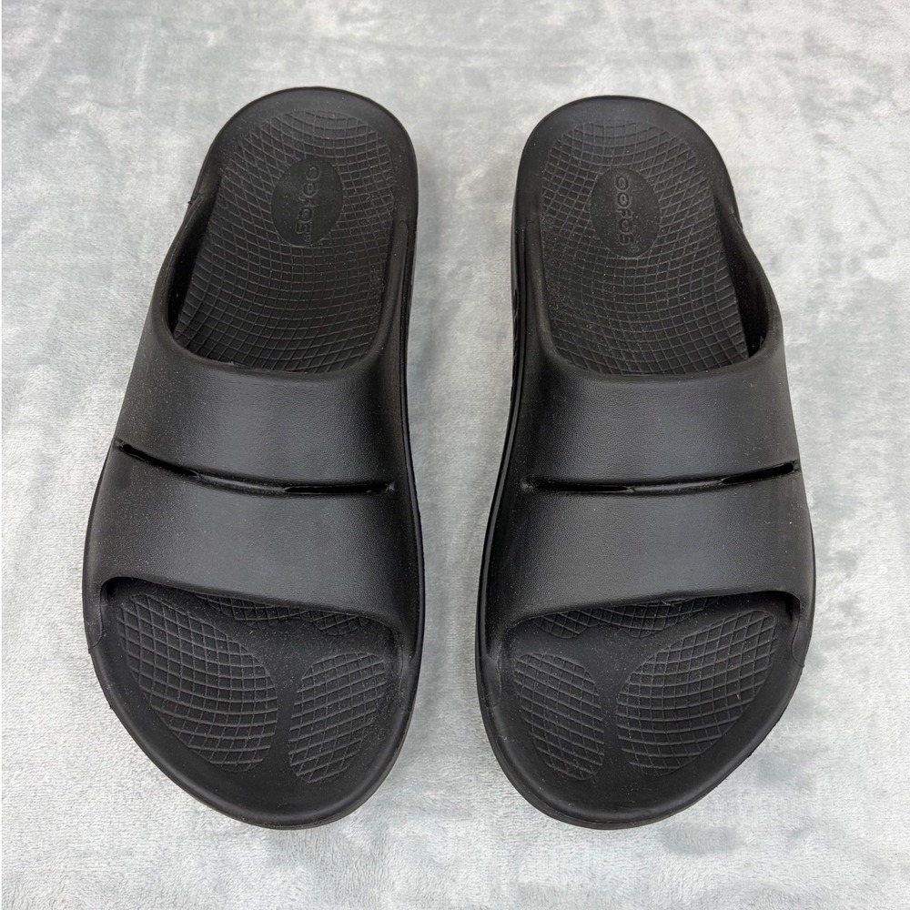 Oofos Mens Slide Sandals OOahh Recovery Black 11 Comfort Waterproof Footwear - Picture 2 of 7